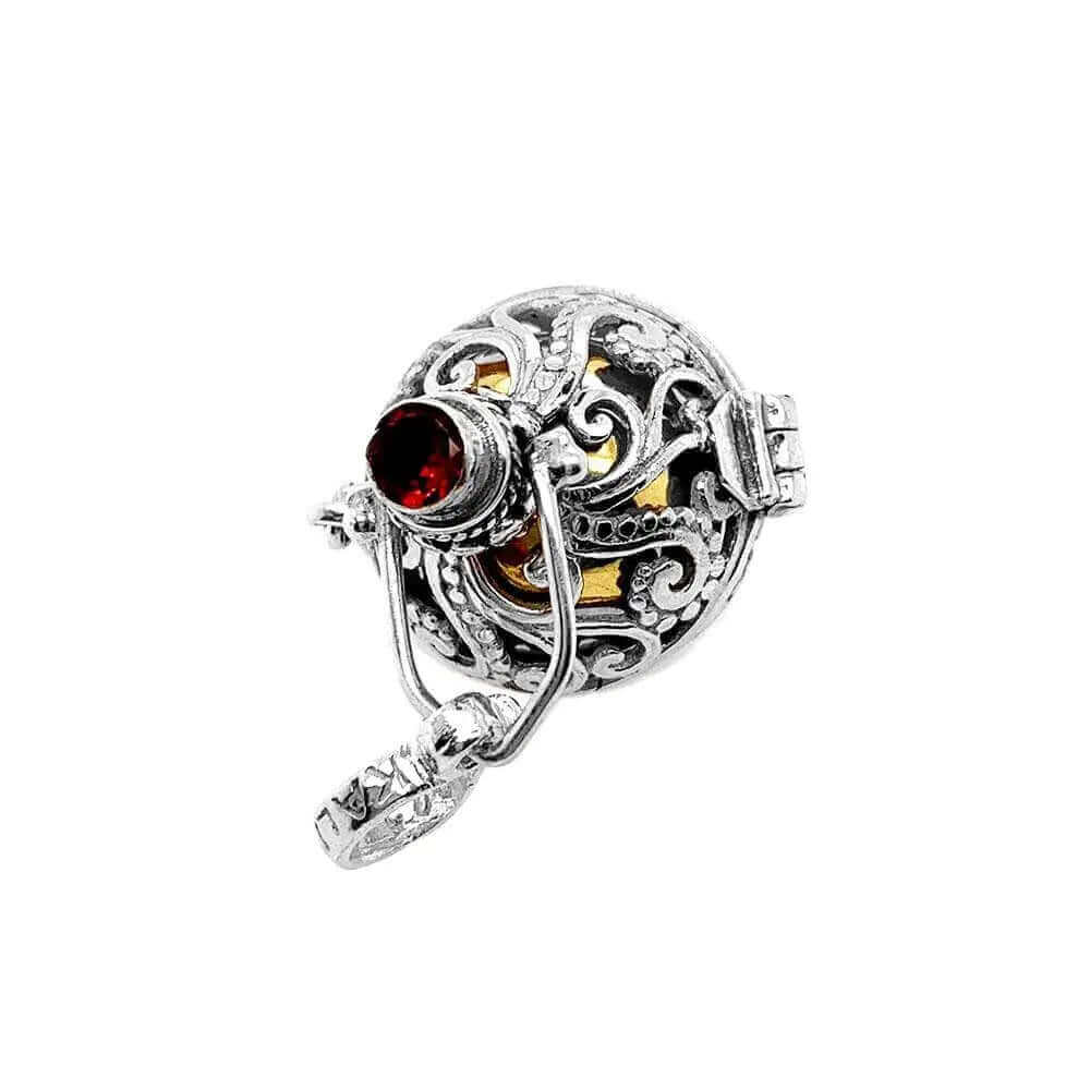 %product Medium Cage in Silver with Semiprecious Stone Nueve Sterling