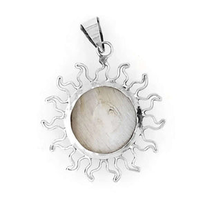 Medium Eclipse Silver Pendant with Gemstone back - Nueve Sterling