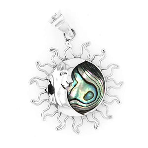 Medium Eclipse Silver Pendant with abalone - Nueve Sterling