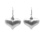 Brushed Silver Heart Earrings front
