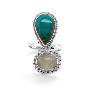 %product Moonstone Turquoise Silver Ring Nueve Sterling