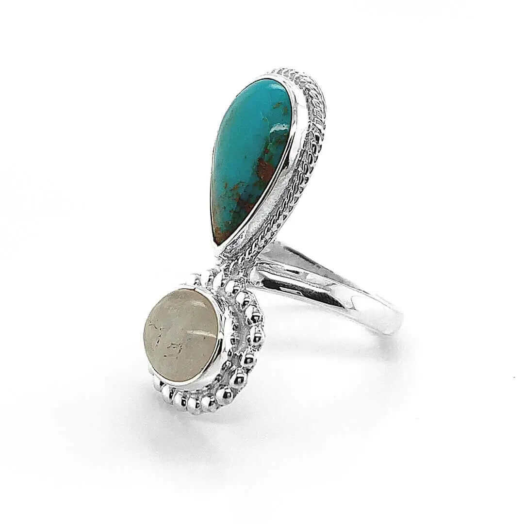 %product Moonstone Turquoise Silver Ring Nueve Sterling