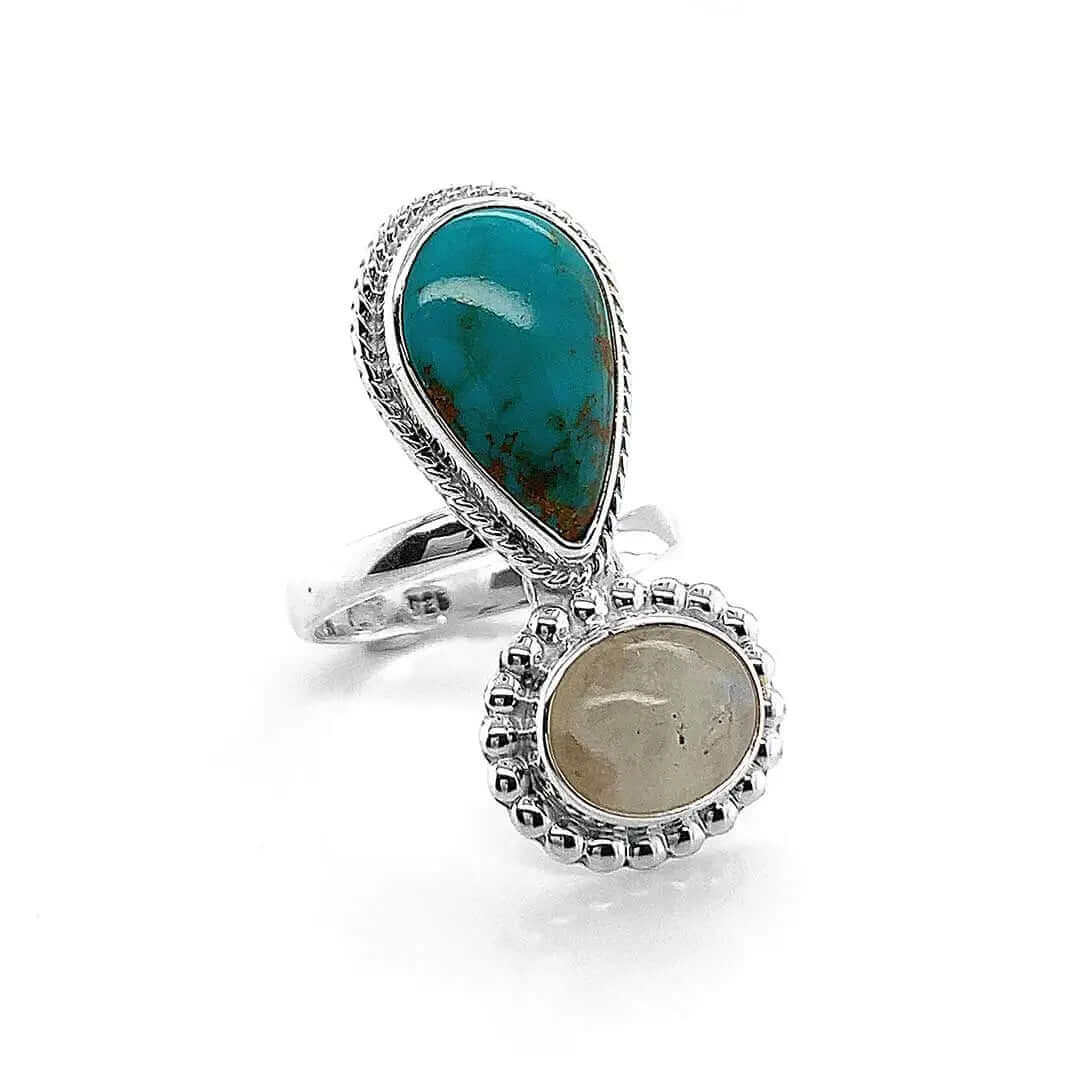 %product Moonstone Turquoise Silver Ring Nueve Sterling