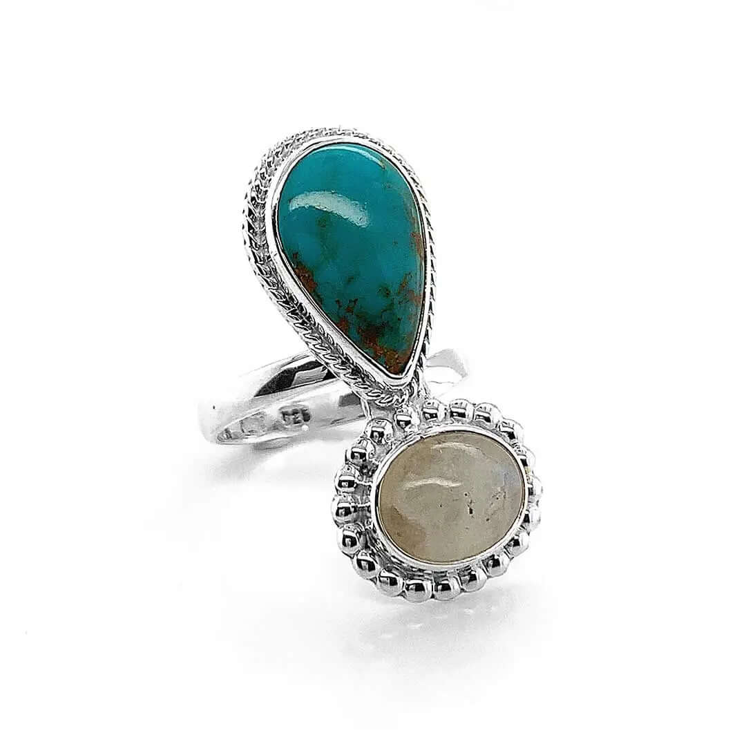 %product Moonstone Turquoise Silver Ring Nueve Sterling