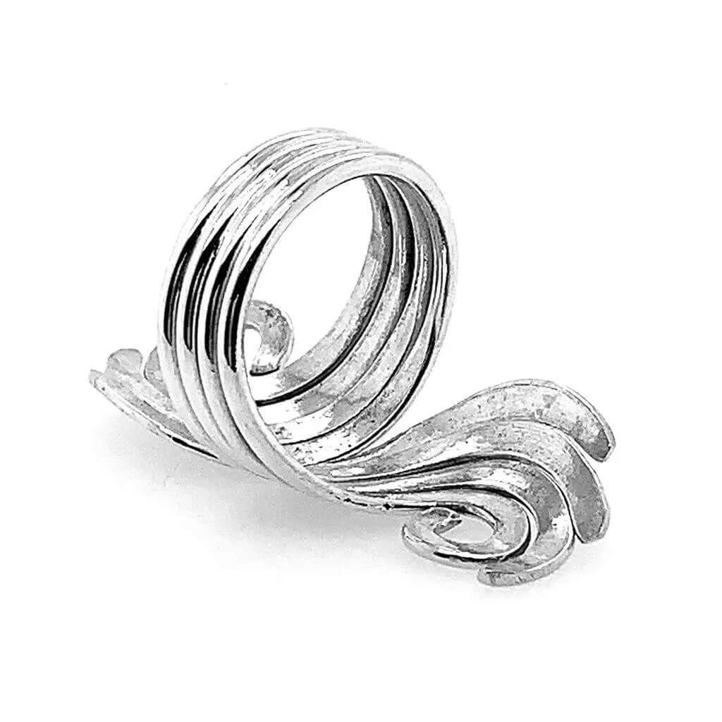 Multi Waves Silver Ring back - Nueve Sterling