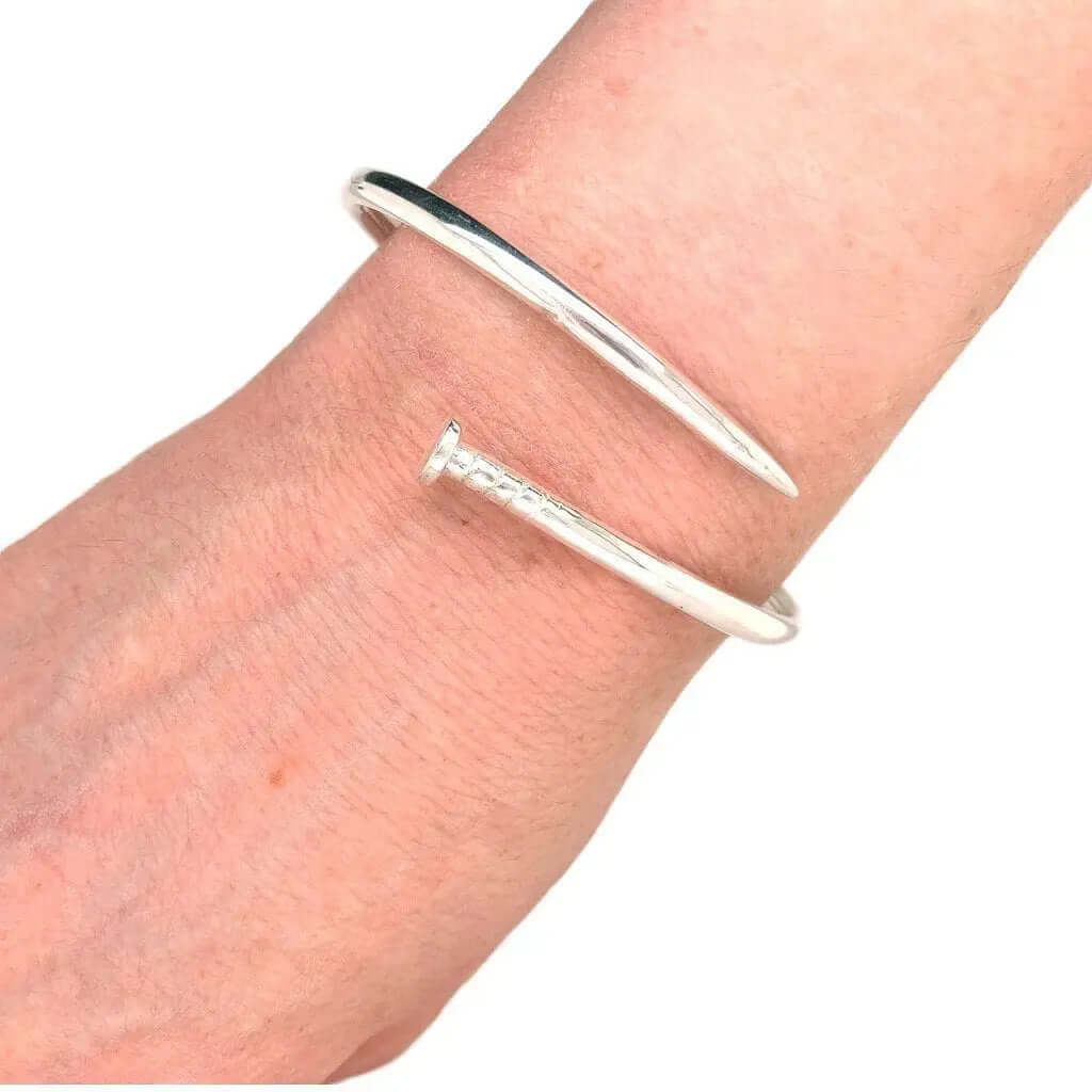 %product Nail Bangle in Silver Nueve Sterling