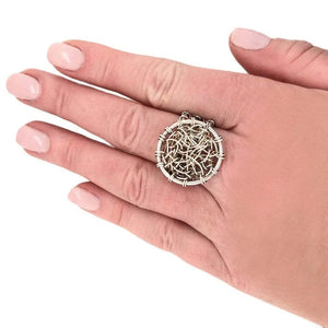 Net Silver Ring with model - Nueve Sterling
