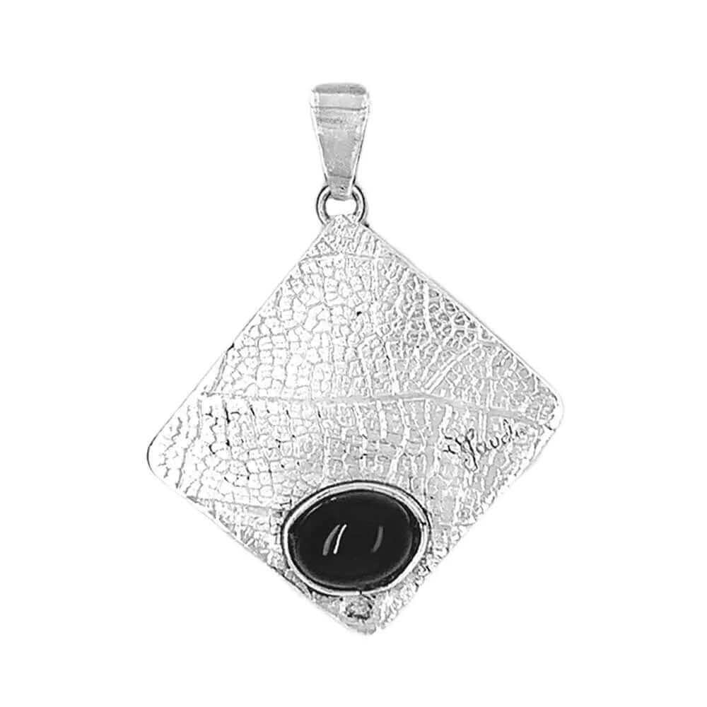 %product Onyx Textured Silver Pendant Nueve Sterling