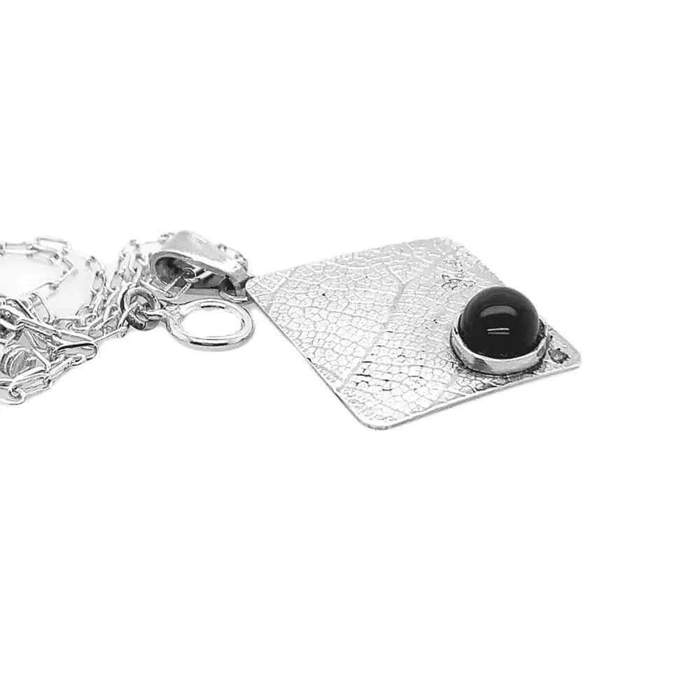 %product Onyx Textured Silver Pendant Nueve Sterling