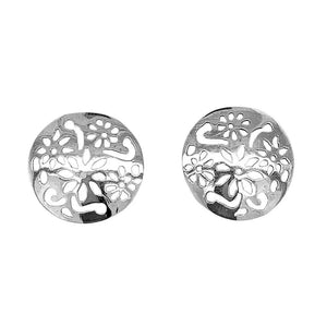 Open Work Cute Flower Silver Earrings - Nueve Sterling
