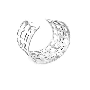 Openwork Silver Cuff-Bracelet back - Nueve Sterling