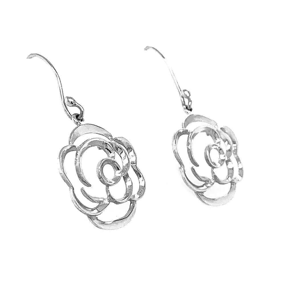 %product Outlined Flower Silver Earrings Nueve Sterling