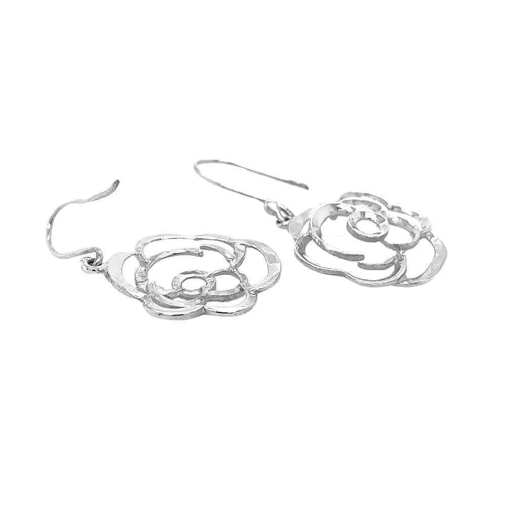 %product Outlined Flower Silver Earrings Nueve Sterling