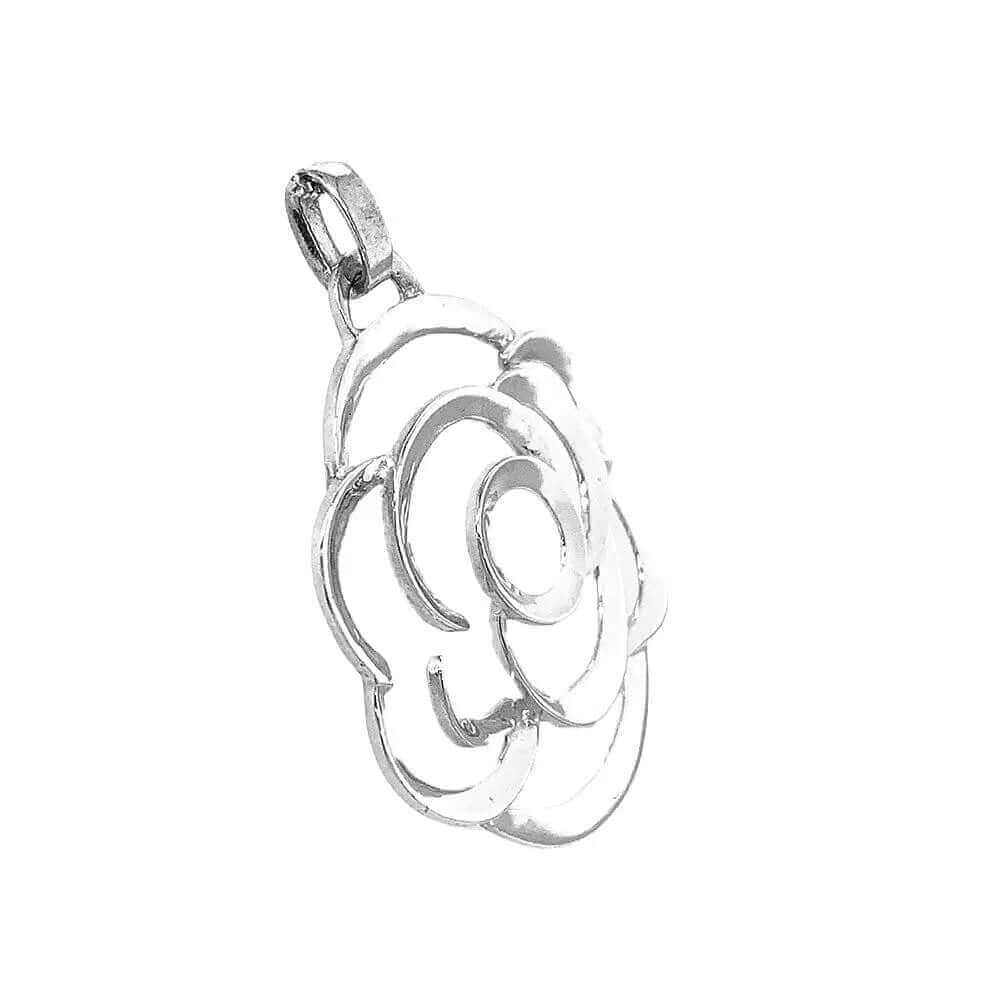 %product Outlined Flower Silver Pendant Nueve Sterling