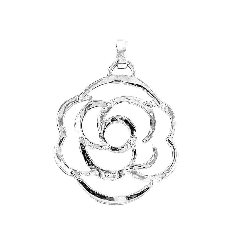 %product Outlined Flower Silver Pendant Nueve Sterling