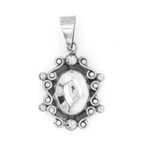 Oval Beaded Silver Pendant - Nueve Sterling