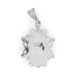 Oval Beaded Silver Pendant back - Nueve Sterling