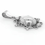 Oval Beaded Silver Pendant flat - Nueve Sterling