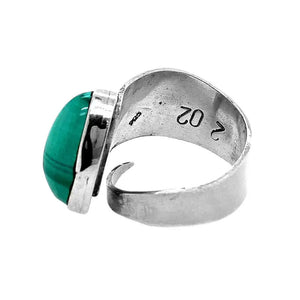 %product Oval Malachite Silver Ring Nueve Sterling