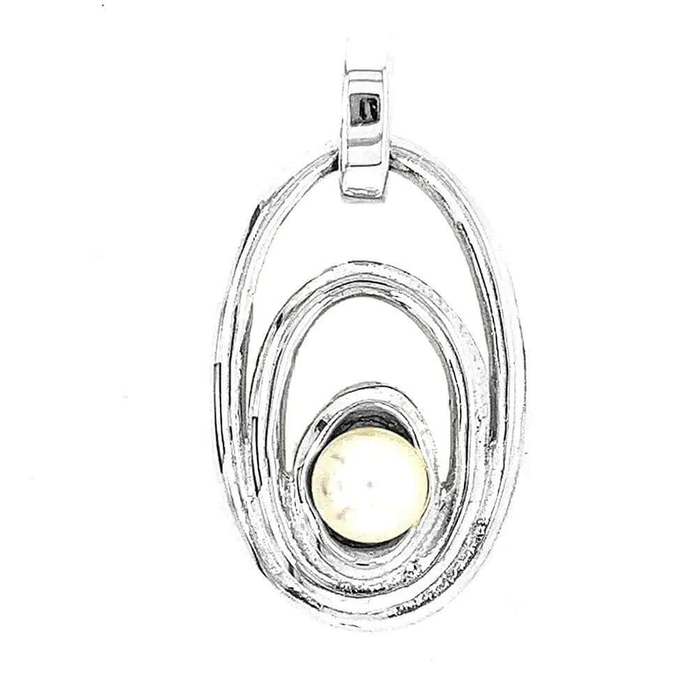 Oval Pendant In Silver With Pearl - Nueve Sterling