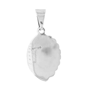 Oval Silver Pendant with Leaf back - Nueve Sterling