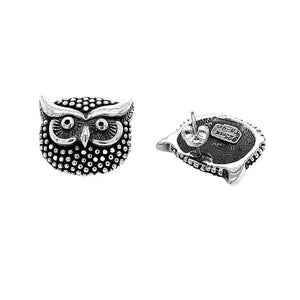 Owl Silver Earrings back - Nueve Sterling