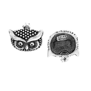 Owl Silver Earrings top - Nueve Sterling