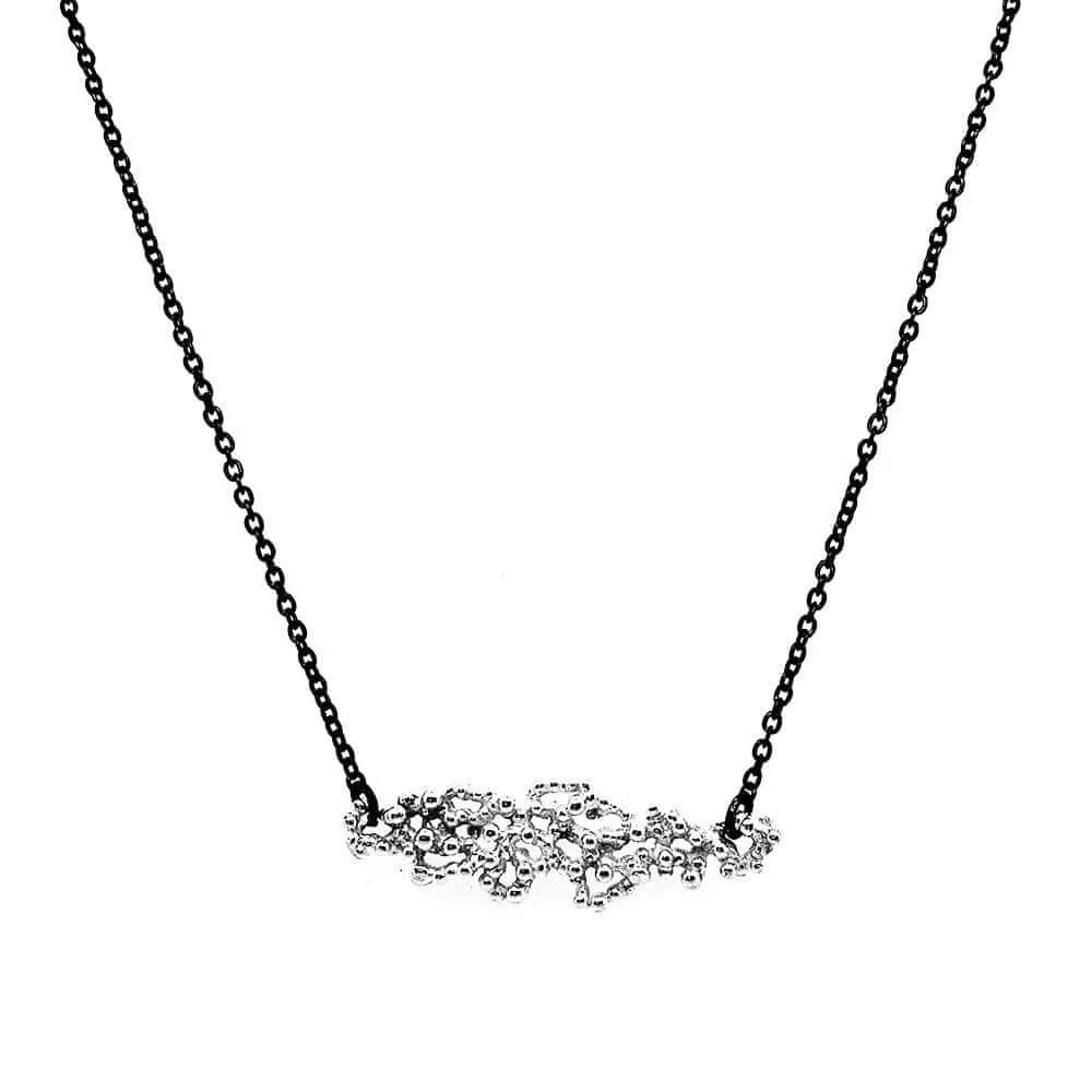 Oxidized Chain Caviar Silver Necklace - Nueve Sterling