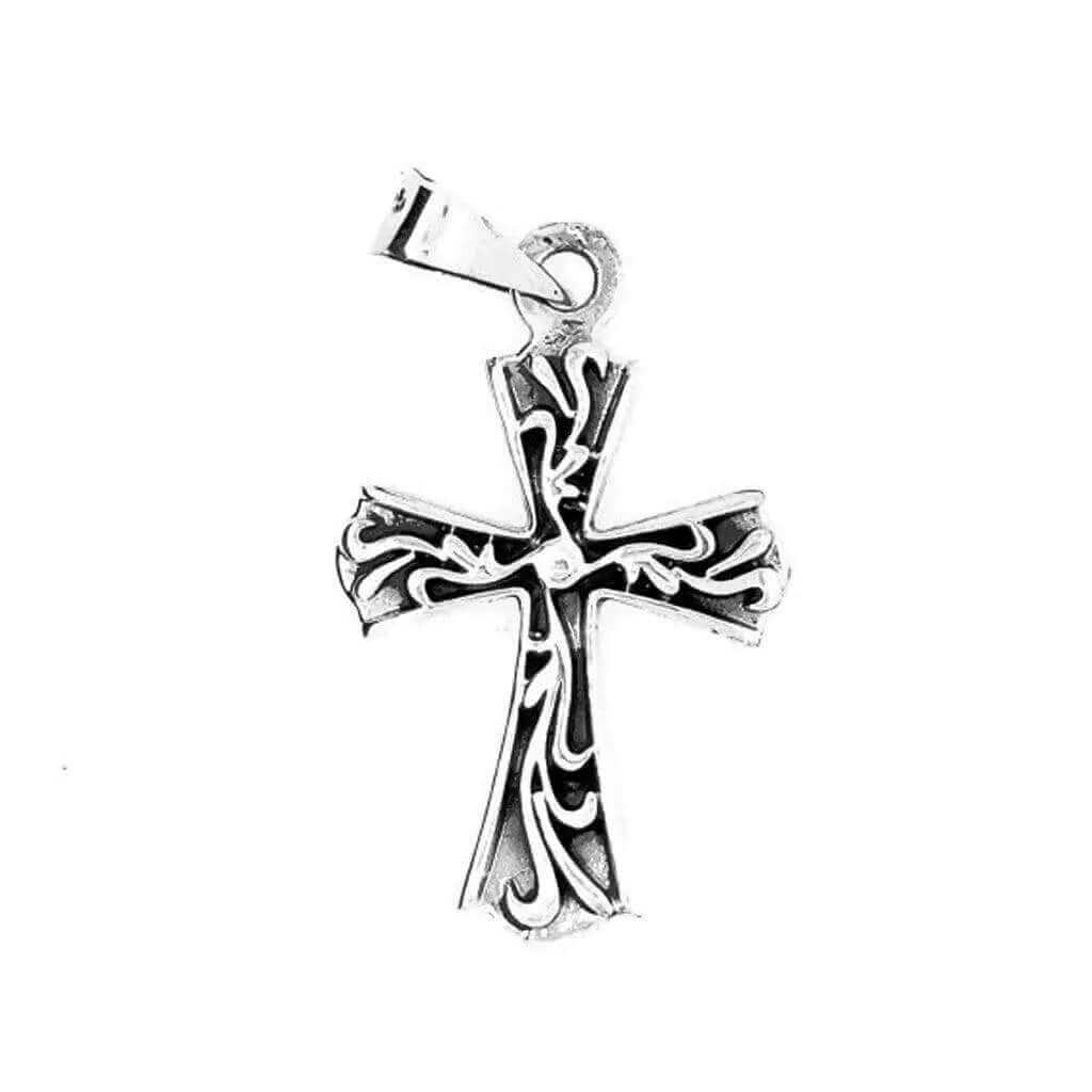 Oxidized Silver Cross Pendant - Nueve Sterling