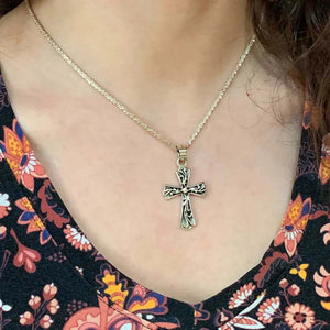 %product Oxidized Silver Cross Pendant Nueve Sterling