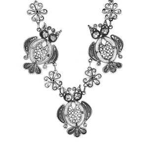 Oxidized Silver Owls Necklace back - Nueve Sterling