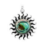 Oxidized Silver Sun Pendant with Abalone - Nueve Sterling