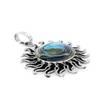 Oxidized Silver Sun Pendant with Abalone flat - Nueve Sterling