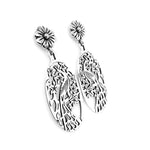 Peacock Oval Silver Earrings side - Nueve Sterling