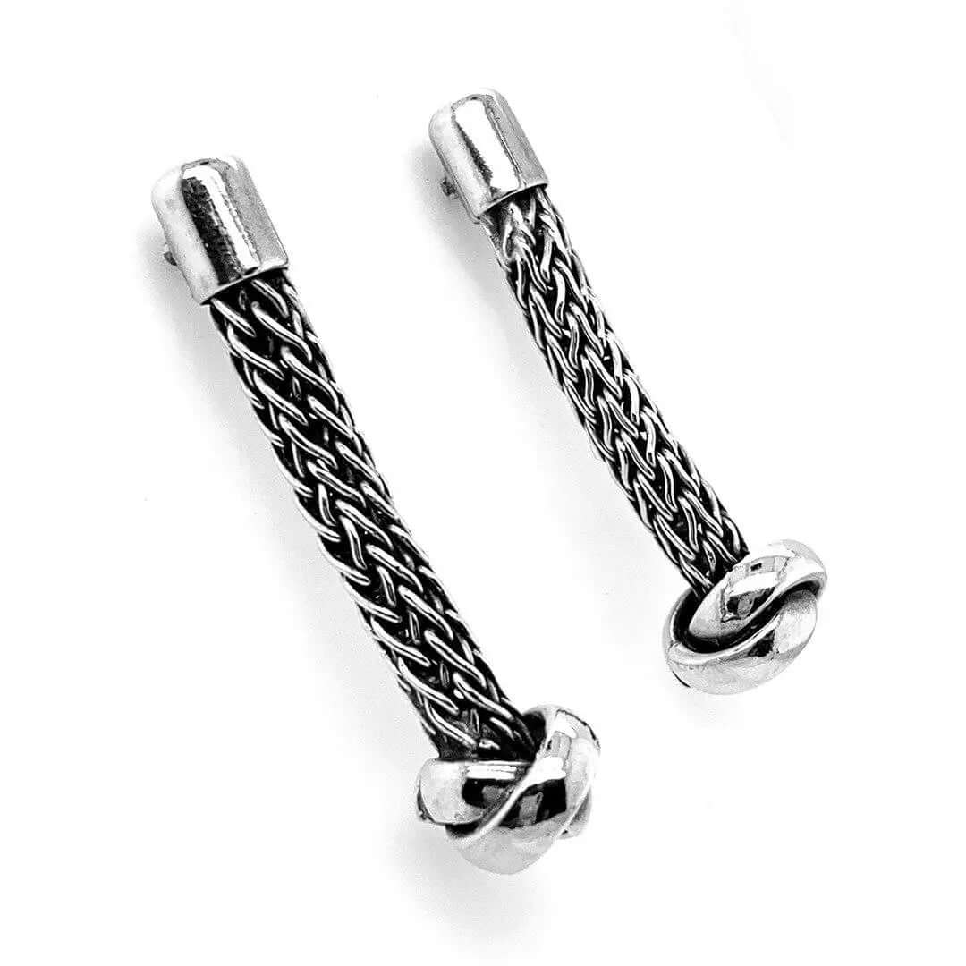 Rope and Knots Silver Earrings side - Nueve Sterling
