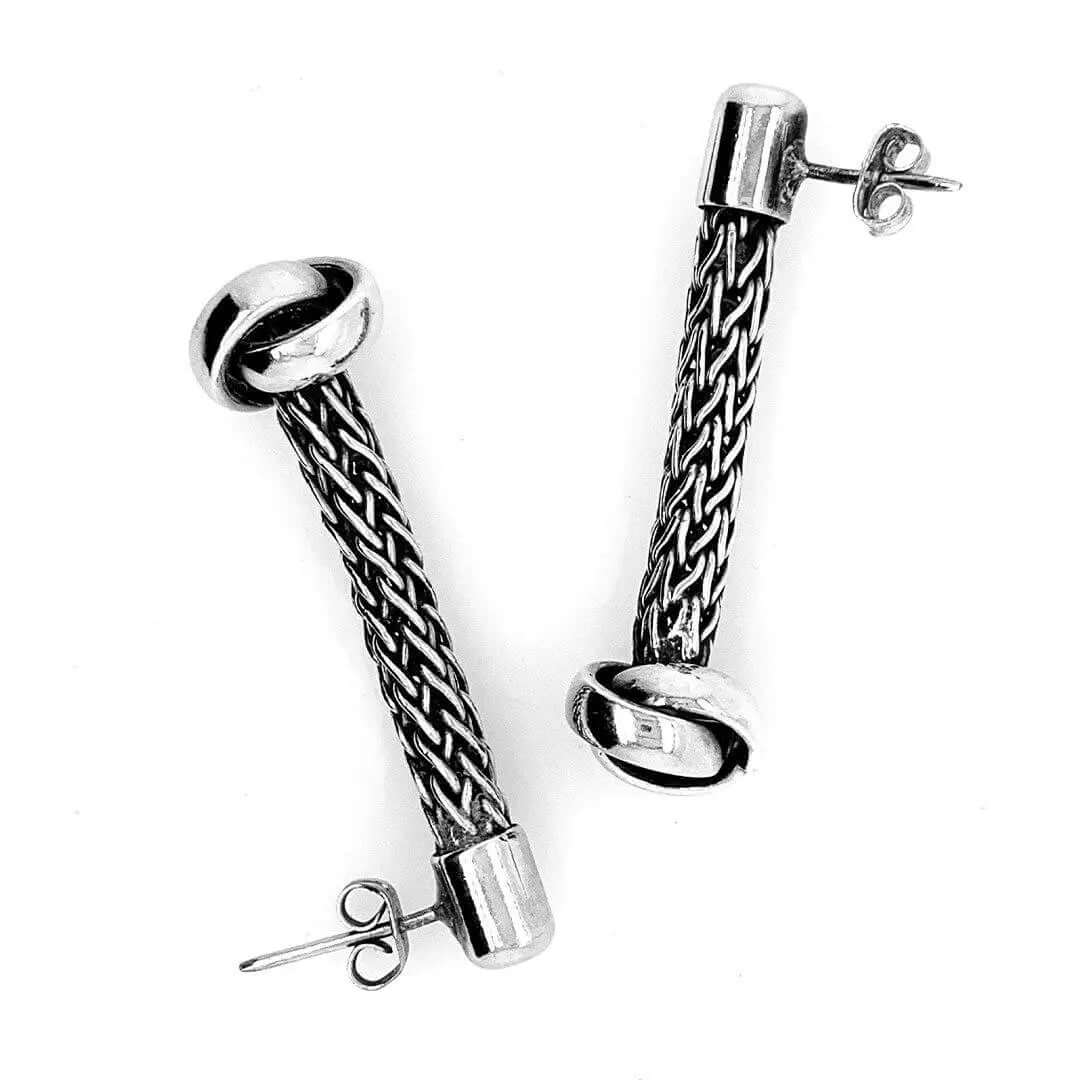 Rope and Knots Silver Earrings top - Nueve Sterling