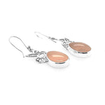 Rose Quartz Hummingbird Silver Earrings flat - Nueve Sterling