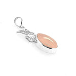 Rose Quartz Hummingbird Silver Pendant flat - Nueve Sterling