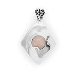 Rose Quartz Oxidized Silver Pendant back - Nueve Sterling