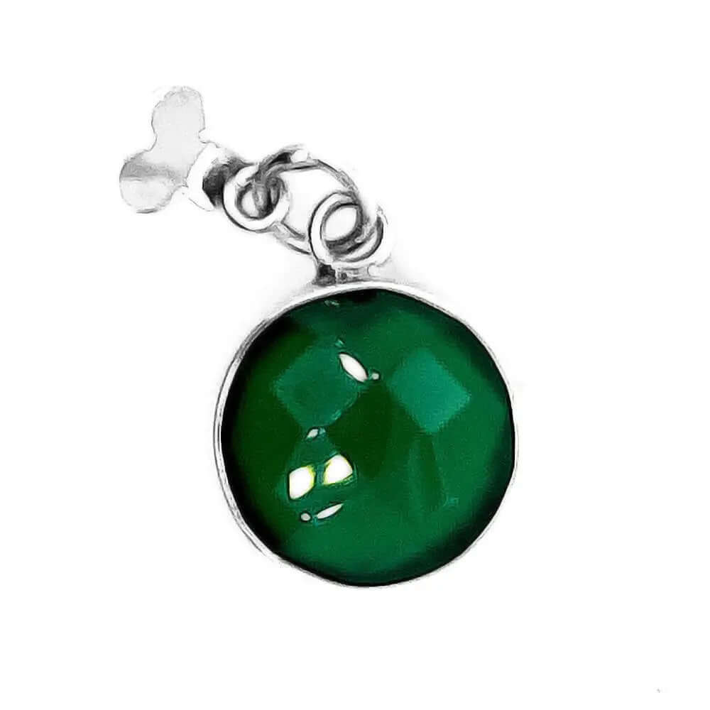 Green Agate Silver Pendant With Chain - Nueve Sterling