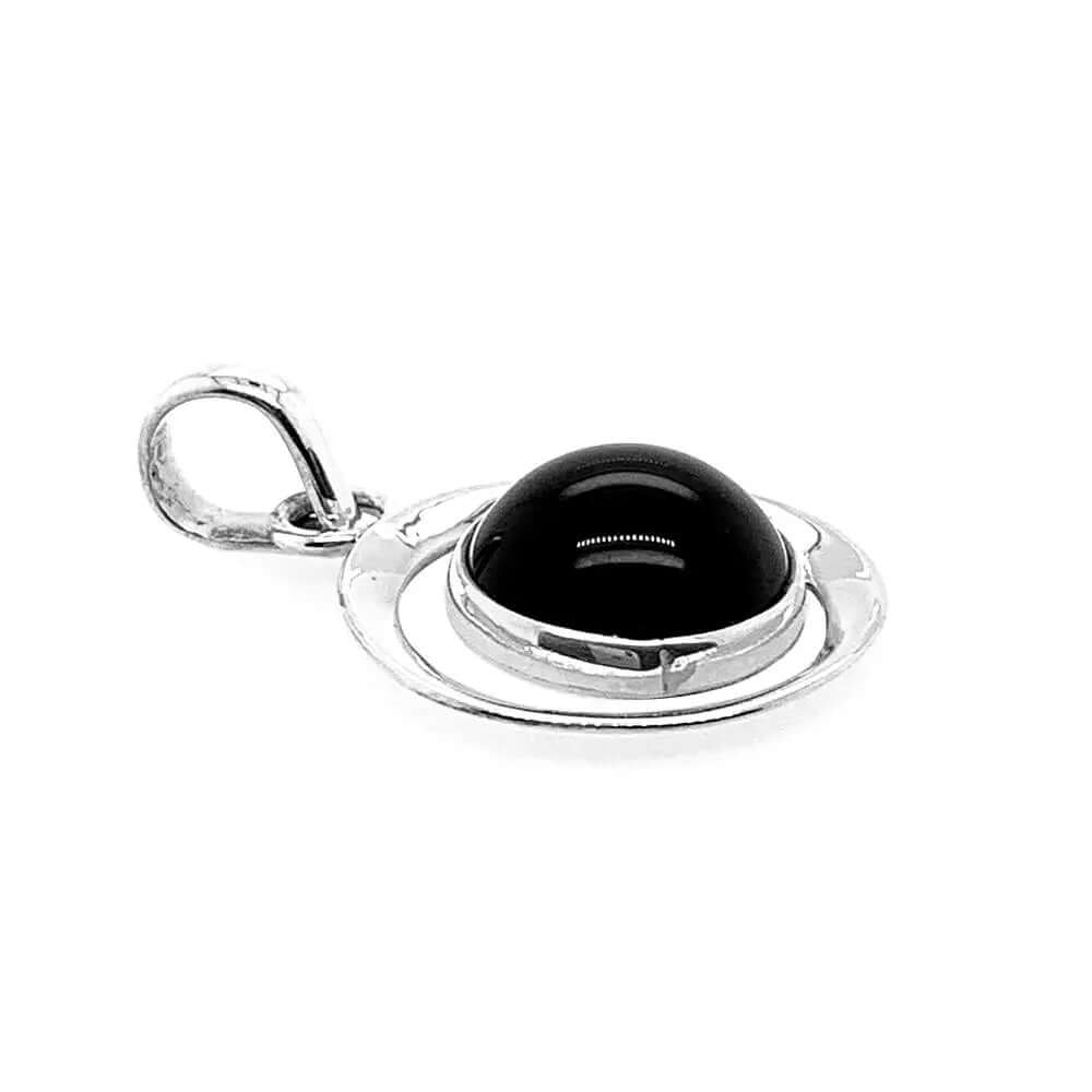 Round Silver Pendant With Gemstone flat - Nueve Sterling