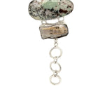 Rutilated Quartz Turquoise Silver Bracelet detail - Nueve Sterling