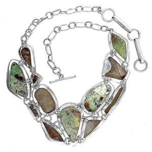 Rutilated Quartz Turquoise Silver Necklace back - Nueve Sterling