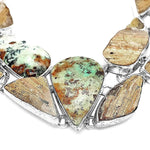 Rutilated Quartz Turquoise Silver Necklace detail - Nueve Sterling