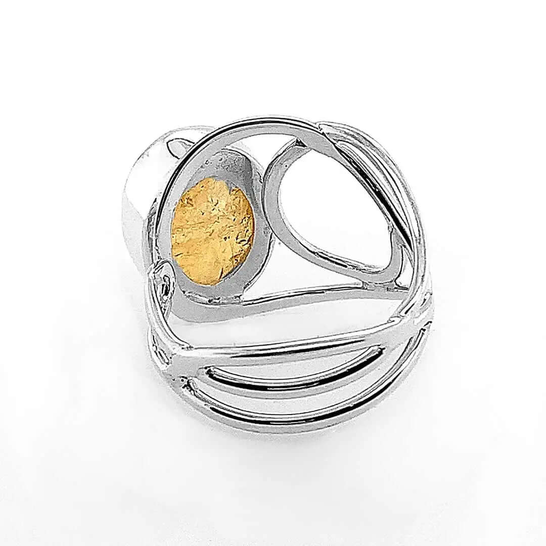 Rutilated Quartz Wired Silver Ring back - Nueve Sterling