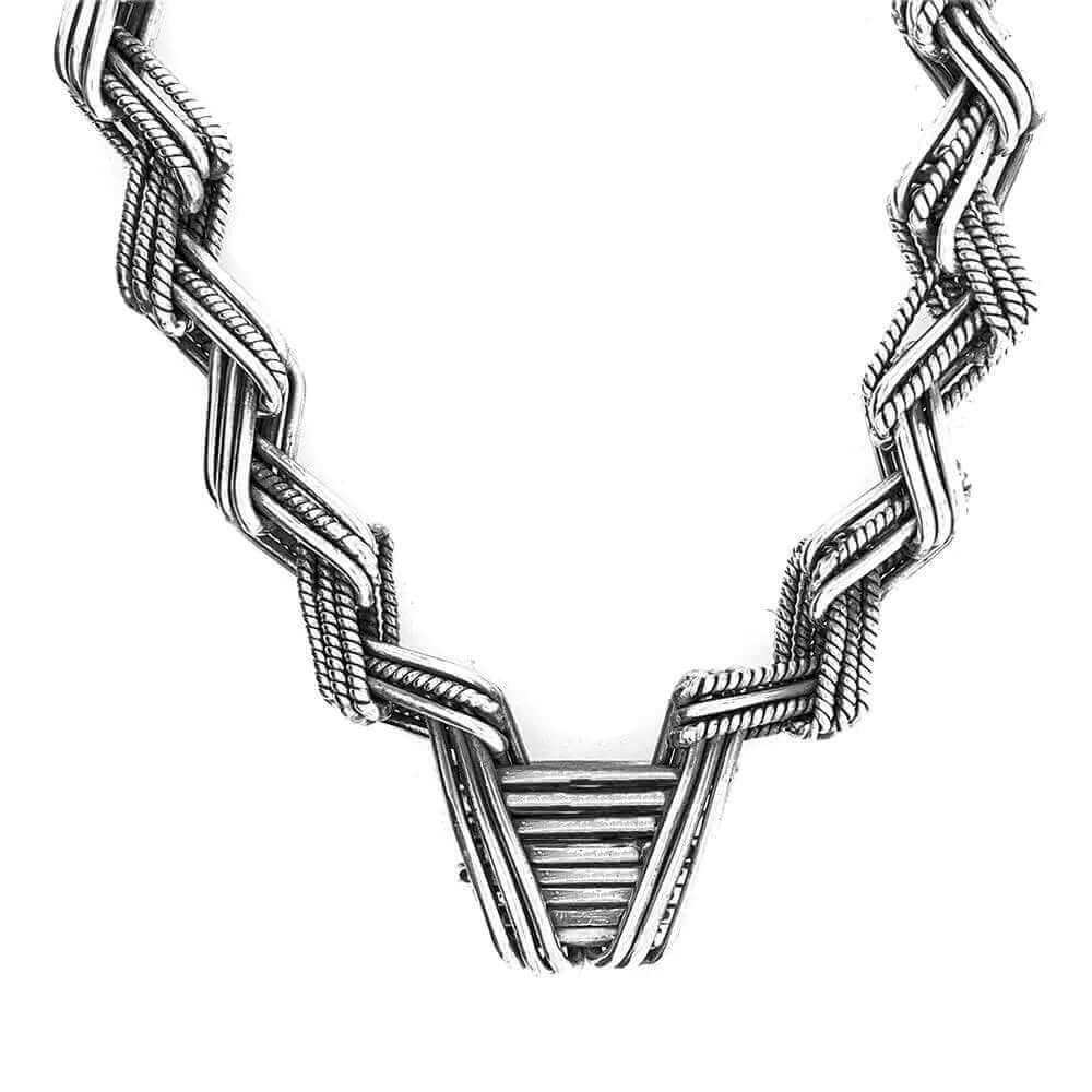 950 Silver Linked Necklace back - Nueve Sterling