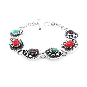 Silver Baroque Bracelet With Stones - Nueve Sterling