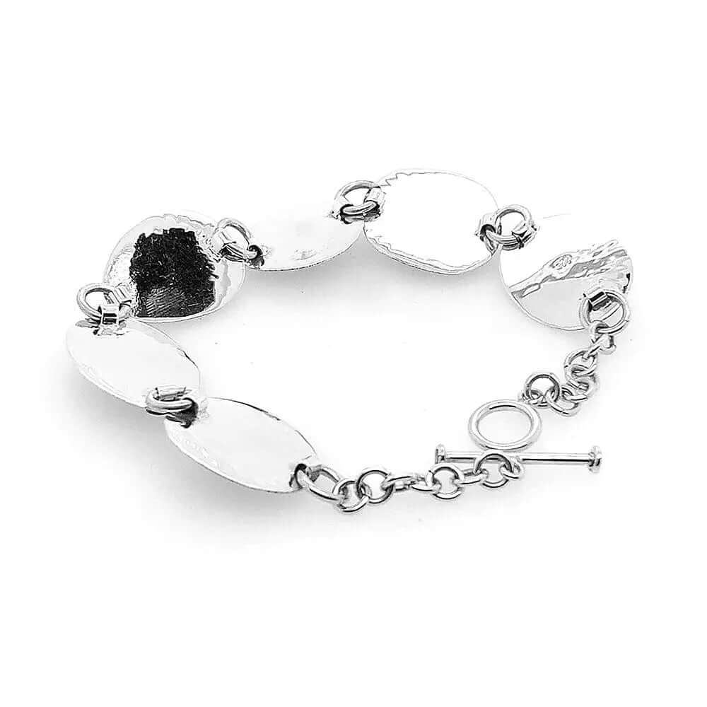 Silver Baroque Bracelet With Stones back - Nueve Sterling