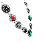 Silver Baroque Necklace With Stones side - Nueve Sterling