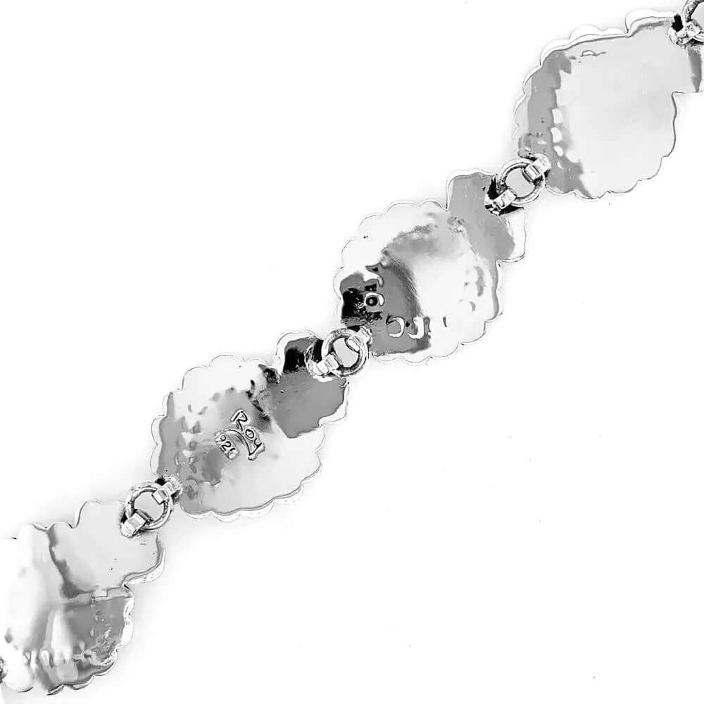 %product Silver Bracelet With Mexican Sacred Hearts Nueve Sterling